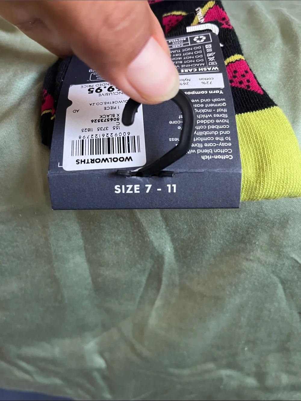 Woolworths Black and Lime Green Watermelon Socks